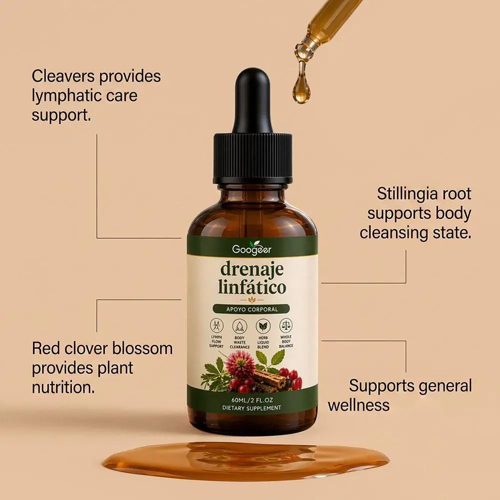 Drenaje Linfático Herbal Drops 60ml Botanical Blend Liquid Supplement with Plant Extracts Daily Wellness Body Balance Support