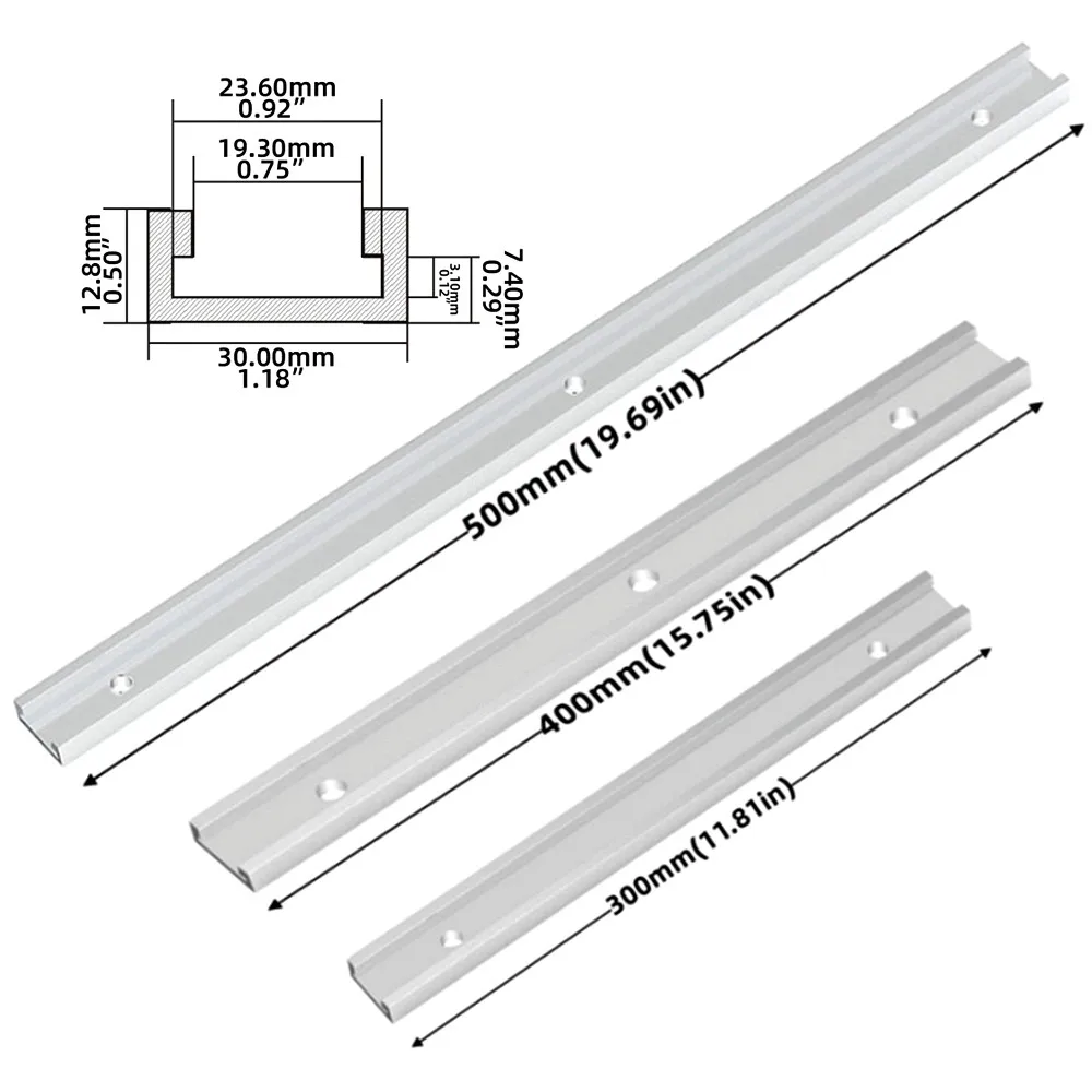 Aluminium Alloy T-track Slot Miter Track Jig Fixture - 30/40/50cm Woodworking Chute Rail Fixture Slot Slide Limit for Table Saw