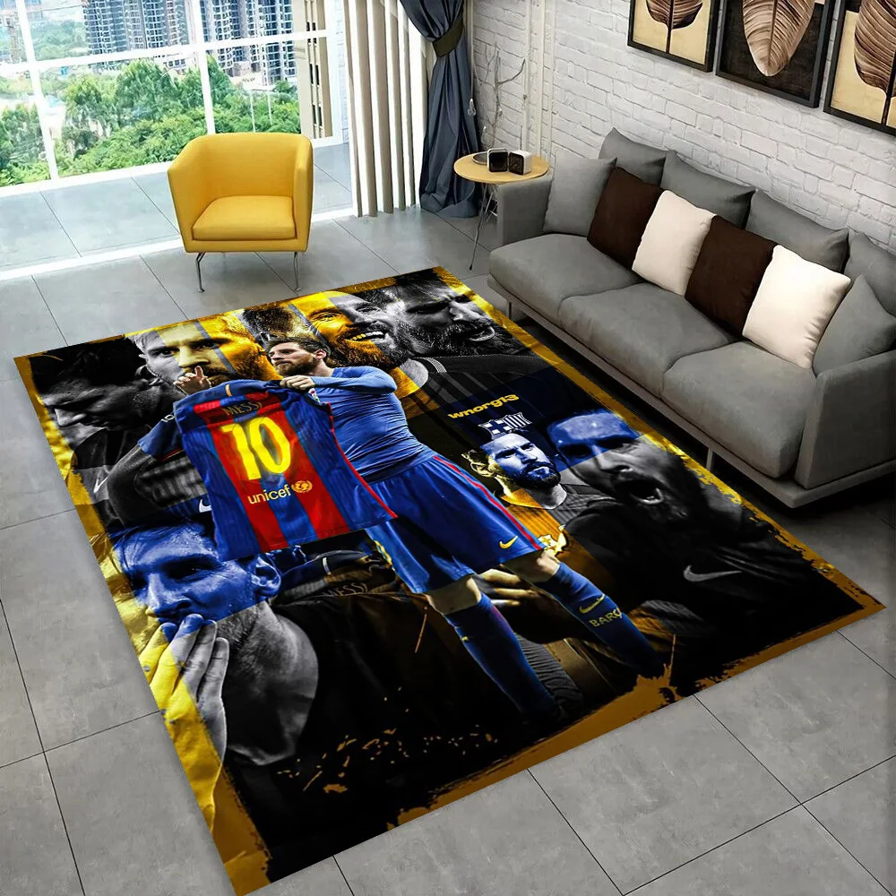 Ziegen-Messi Fußball-Sportstar Teppich für Spielzimmer Schlafzimmer Wohnzimmer Sofa Heimdekoration, Kinder-Spielbereich Teppich Rutschfeste Bodenmatte