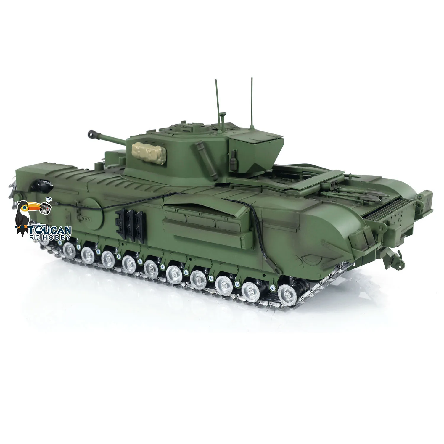 Tongde 1/16 Churchill Mk.VII RTR RC tanque con pistas de Metal sistema de batalla IR 1800 mAh batería actualización quitar modelo de Control