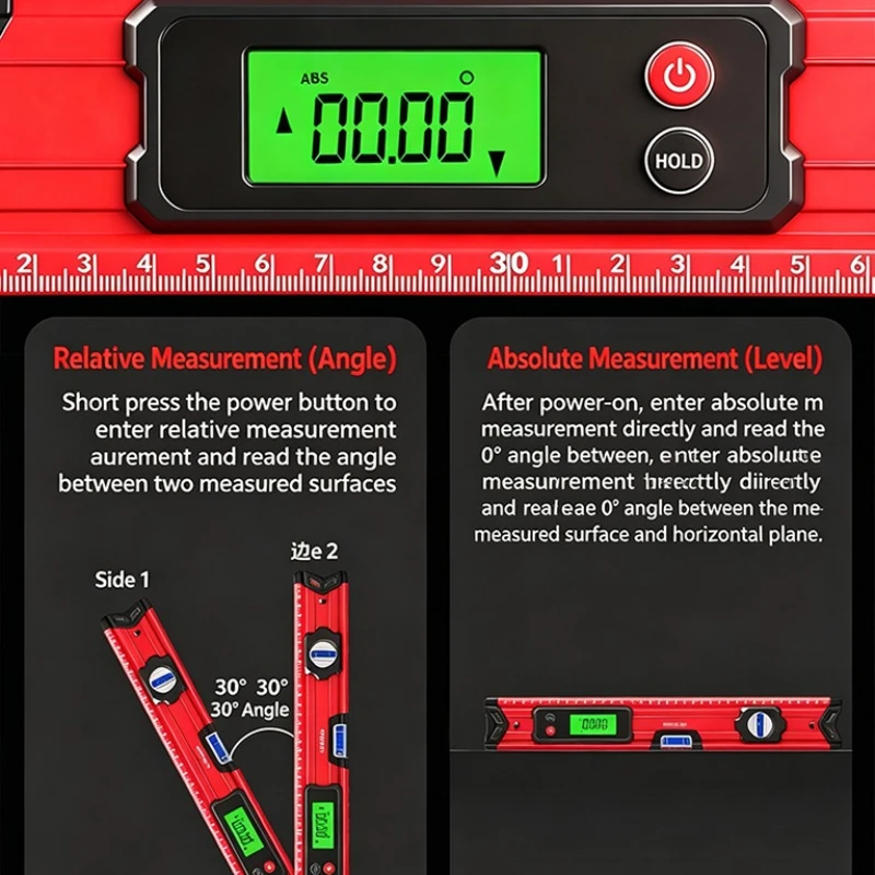 30/40/50cm Digital Spirit Level High Precision Magnetic Electronic Level Ruler Multi-Function Slope Gauge Protractor Level Tool