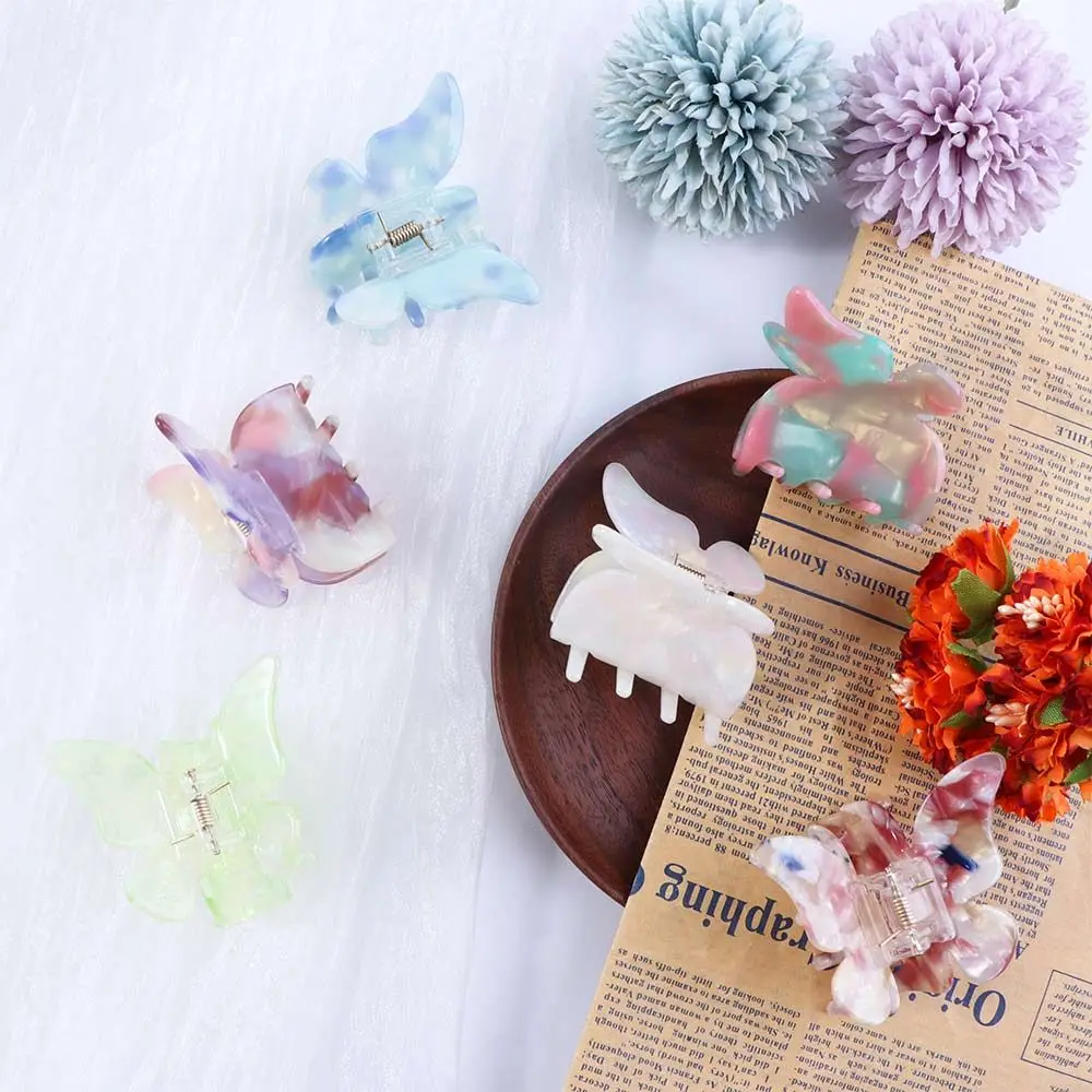 Cute Sweet Acetic Acid Candy Colors Girls Hair Accessories Headwear Crab Clips Butterfly Hair Clips Hair Claw