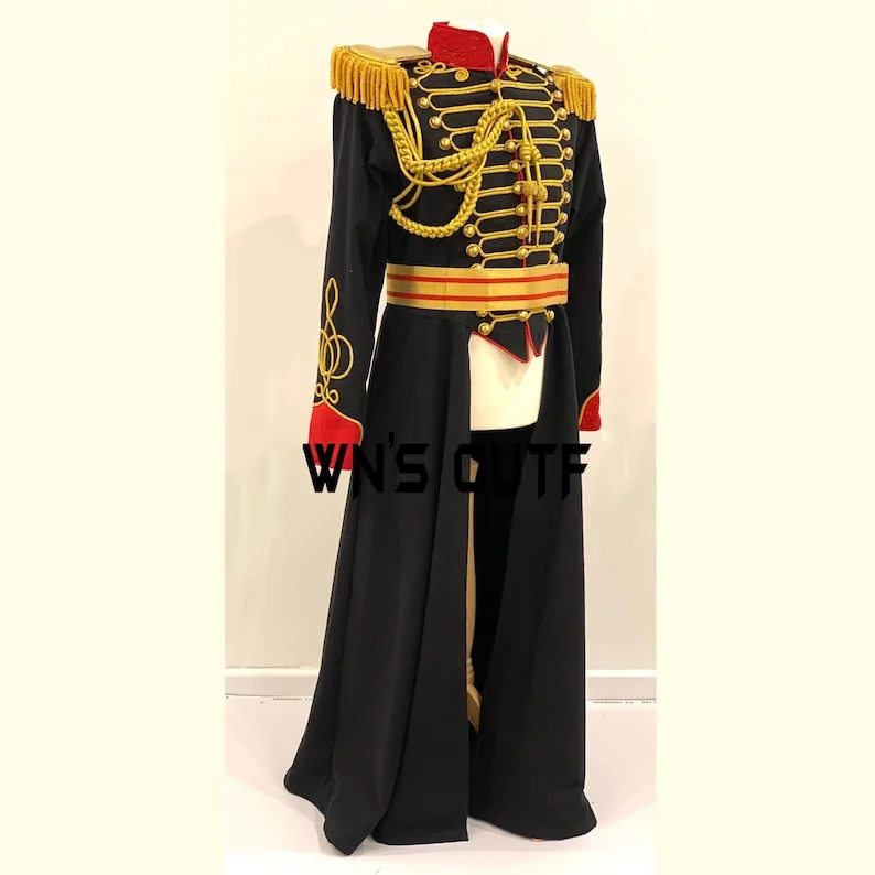 Cosplaydiy General Military Hussar Tailcoat Wedding full length coat The Ballet Musical Soldier Costume Medieval Military suit