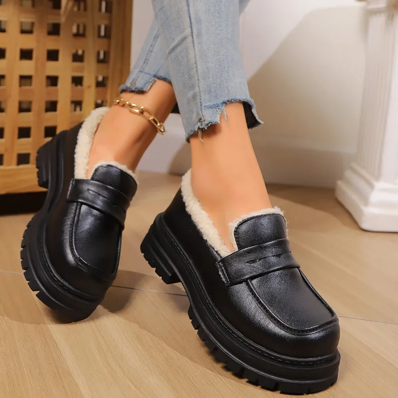 2024 Shoes Women's Flat Low Heel Loafers PU Autumn Oxford Shoes Casual Women's Sports Round Toe Shallow Chain Embellishment