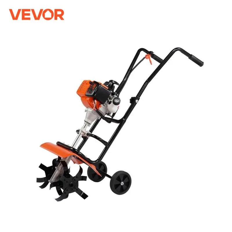 VEVOR Tiller Cultivator 31CC 4-Stroke Garden Cultivator Tiller with 4 Steel Adjustable Front Tines for Lawn Garden and Field