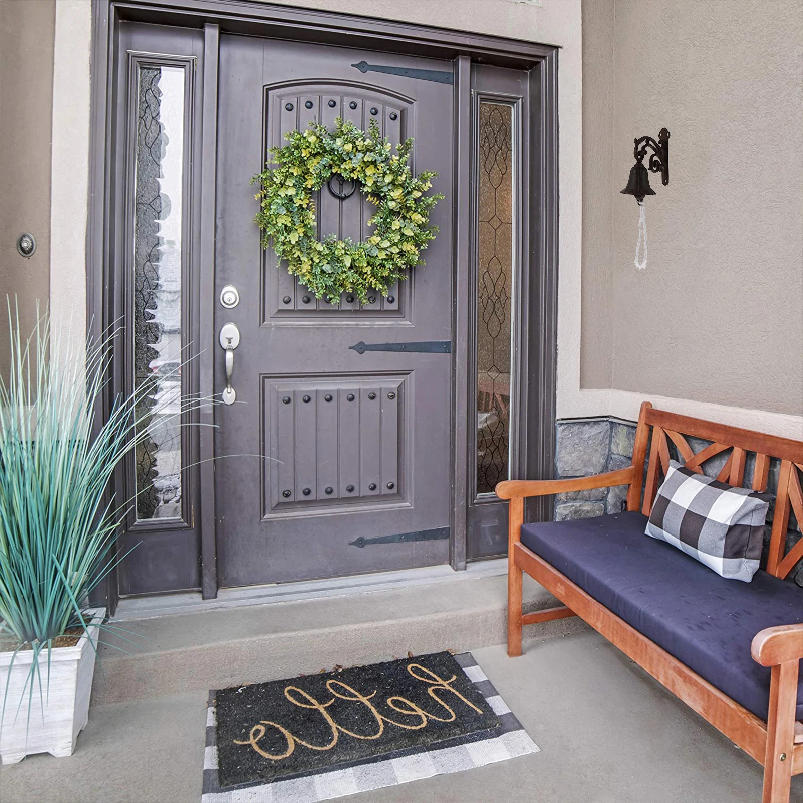 

1Set Cast Iron Wall Bell Rustic Style Manually Shaking Doorbell Clear Sound Home Garden Decor Cast Iron Doorbell