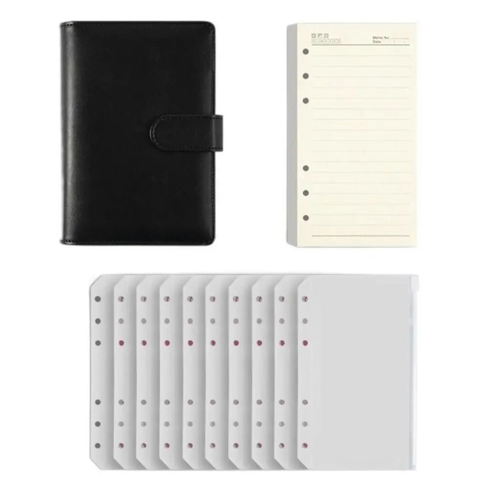 

Pu Leather Loose-Leaf Notebook A6 Portable Saving Money Binder Macarone Color with Storage Wallet Budget Binder Savings Handbook