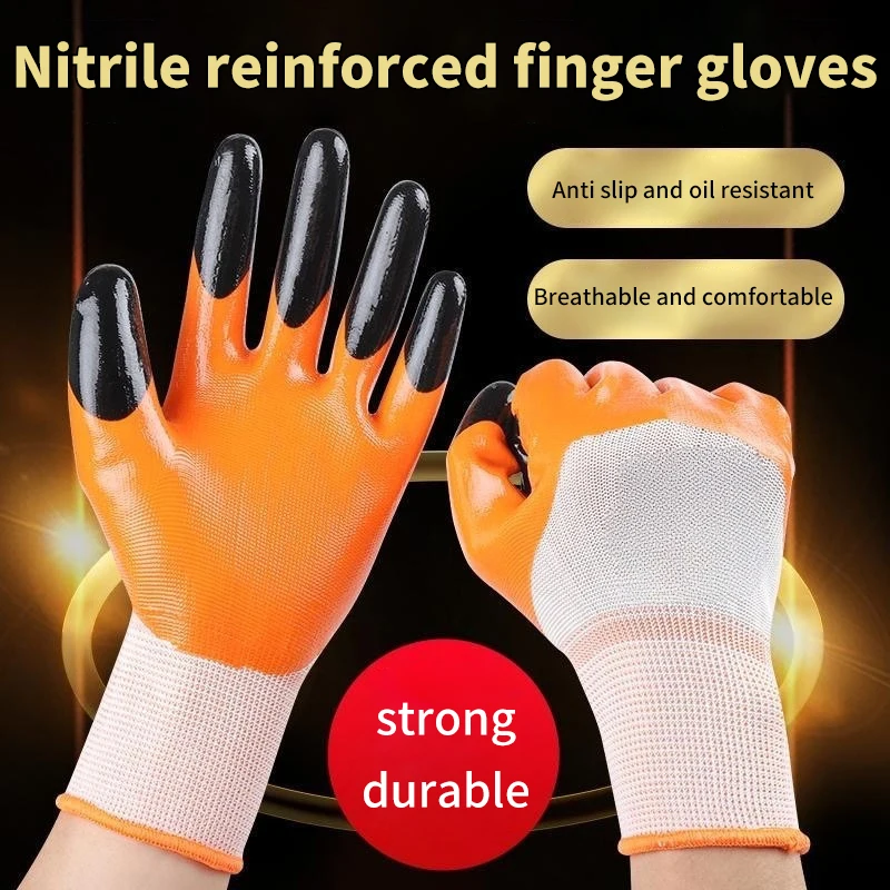 

1 Pair Professional Safety Supplies Nitrile Semi Hanging Working Protective Glove Men Flexible Safety Work Gloves