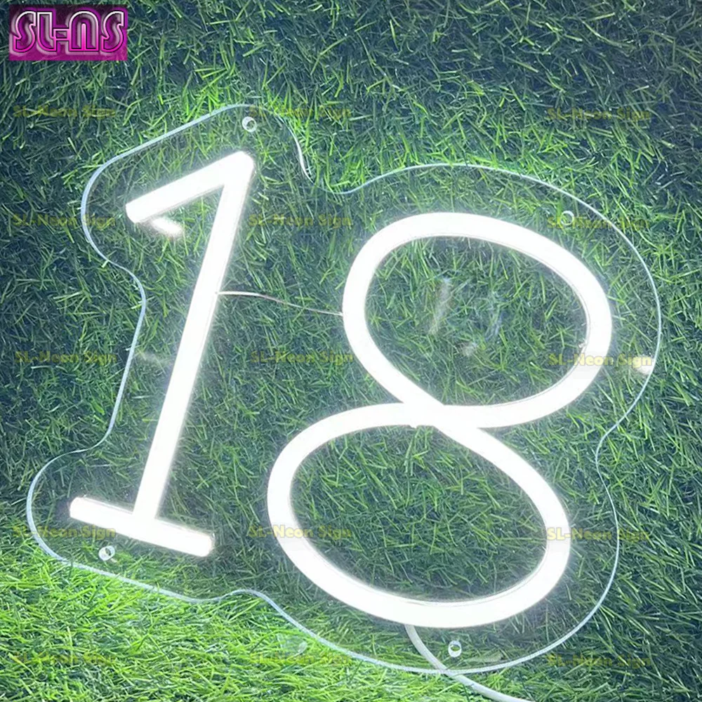 LED Number 18 Sign Custom Neon Signs for Wall Decor Wedding Decor Light Up First Birthday Party Number Lamp Kids Birthday Gift