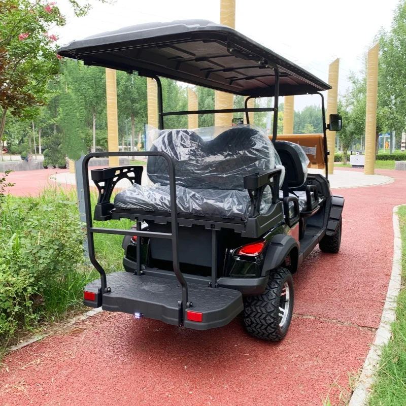 Cheap High Quality 6 4+2 Seater Lithium Battery Powered Electric Golf Cart DOT CE Certificate 12 Inch Tires Folding Windshield
