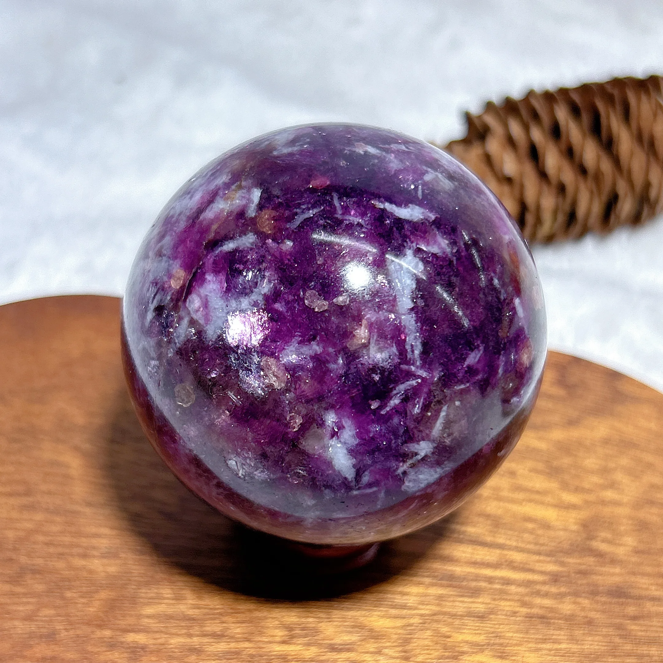 Natural Crystal Flashy Lepidolite Sphere Gemstones High Quality Mineral Energy Reiki Home Decorations Gift