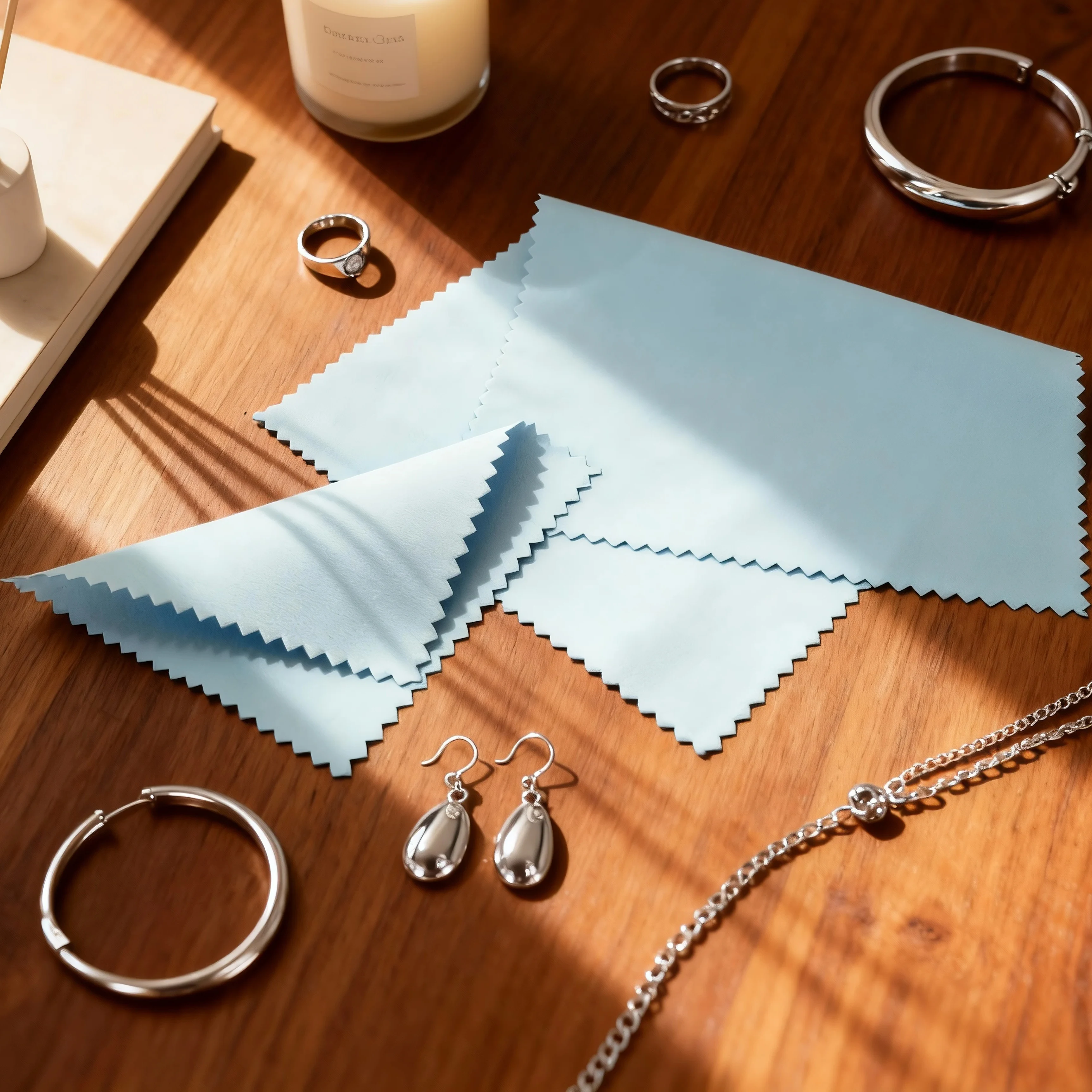 

24/48pcs Jewelry Cleaning Cloth Pink Polishing Cloth for Sterling Silver Gold Platinum Small Polish Cloth 8x8cm