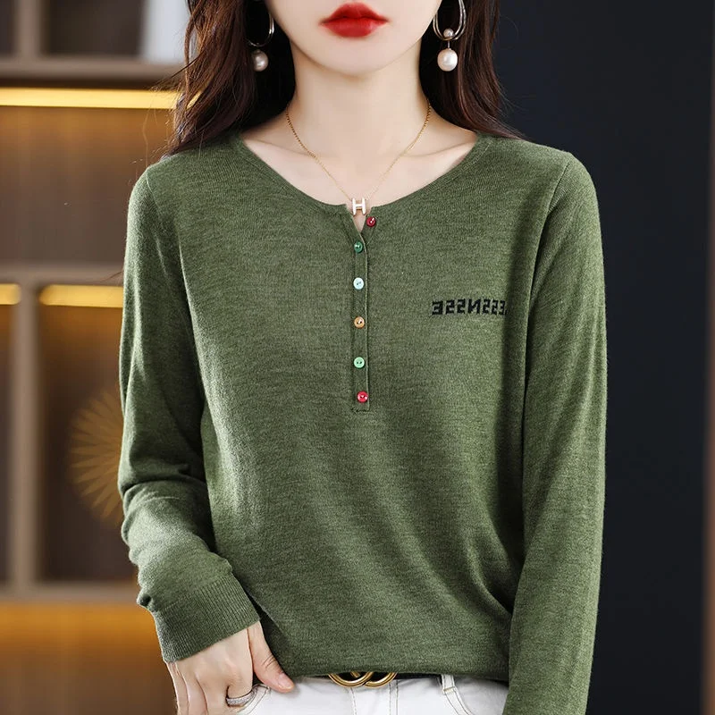 

Loose Long Sve Women's Knitwear Faionable Korean Sle Base Layer Outerwear Casual Commute Sle Triple Acetate Fiber