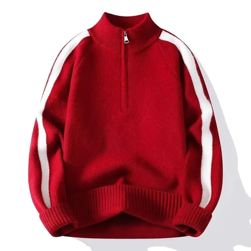 

Мужской зимний вязаный свитер; Свитер-кардиган с полумолнией в корейском стиле; Высококачественный теплый толстый топ, новинка 2023 года, верхняя одежда