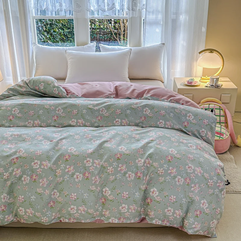 100%Cotton Quilt Cover Flower Printed Duvet Covers Single/Queen/King Size funda nordica 150 cama High Quality Cotton 이불커버