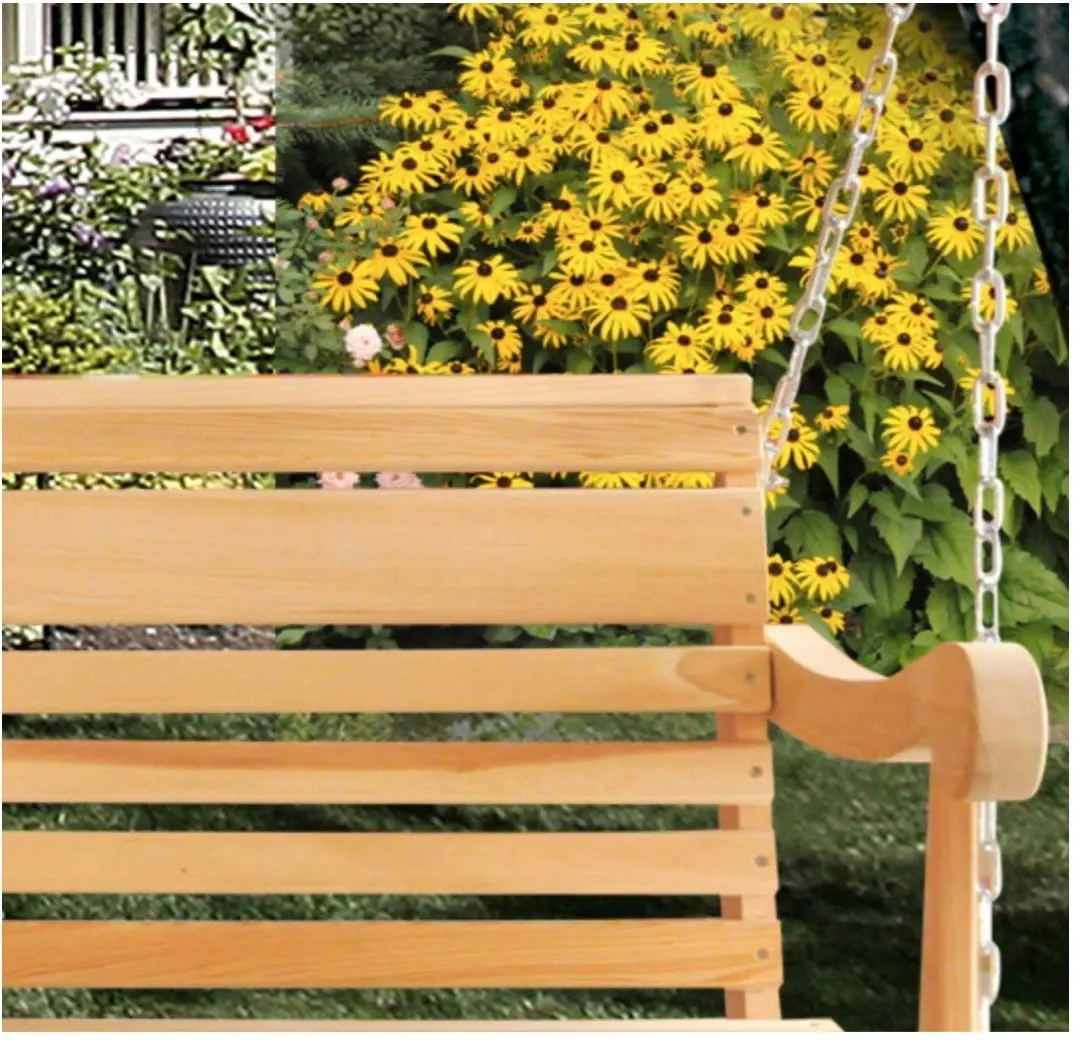 5 Ft Cypress Porch Swing Scandinavian Style Rot-Resistant Wood Chains Included, Customized