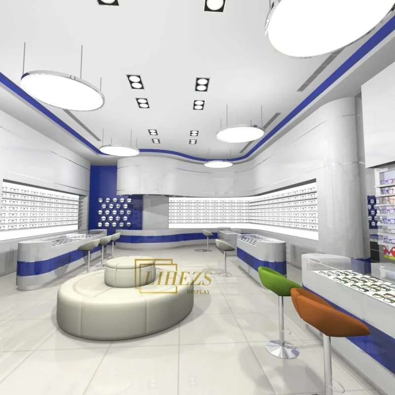 custom.Best Shop Modern Furniture Optical Showroom Cabinet Wall Mounted Eyewear Glasses Display Stand Interior view 6