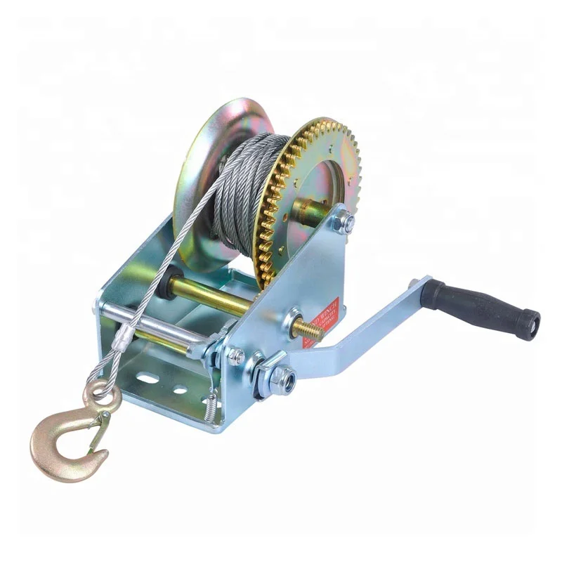 Small Hand Winch with Brake Manual Lifting Winch for Boat Marine Trailer Webbing Steel Handle Pulling Tool Heavy Duty Pro