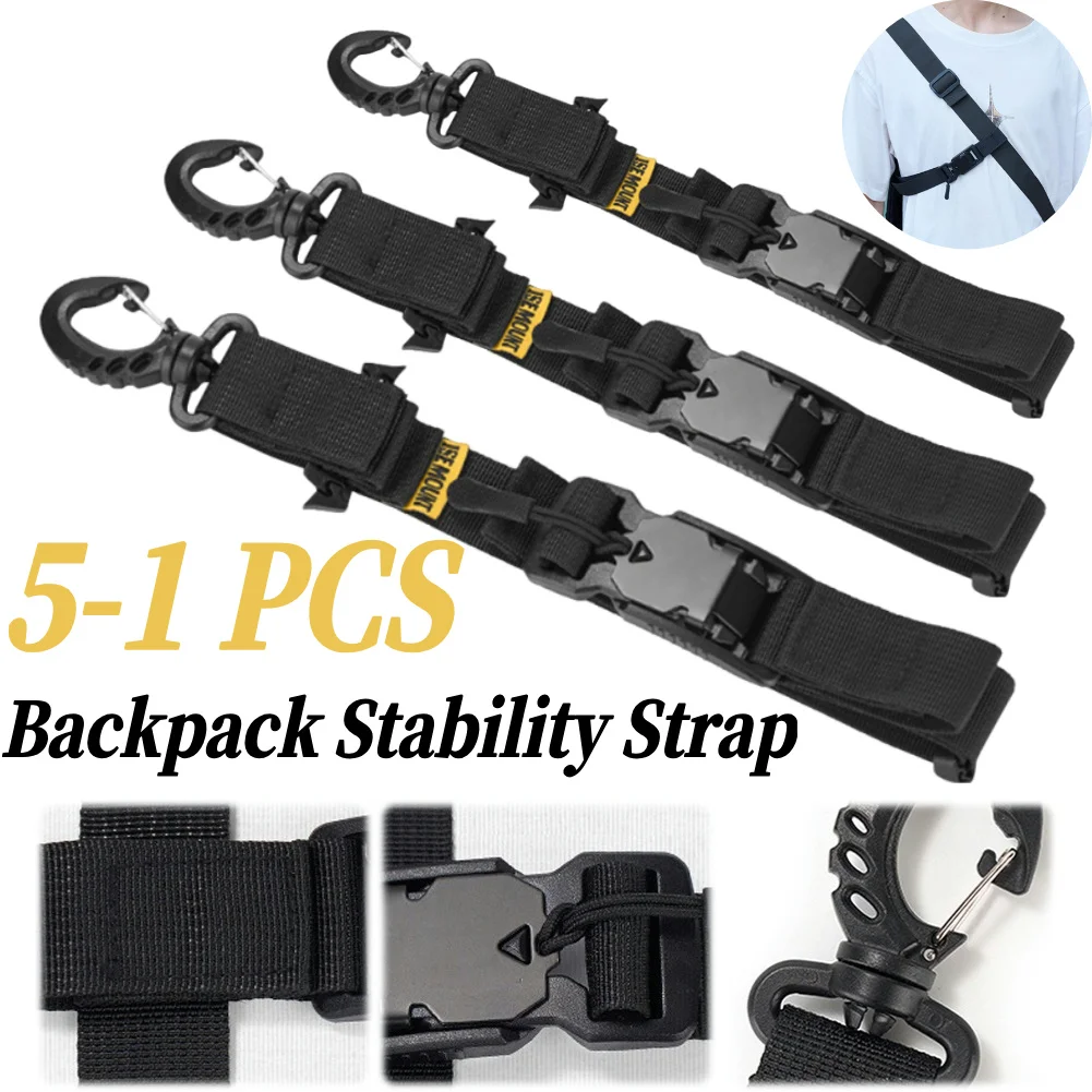 5-1pcs Three Point Auxiliary Backpack Stability Strap Quick Detachable Backpack Stabilizer Strap Adjustable for Outdoor Camping
