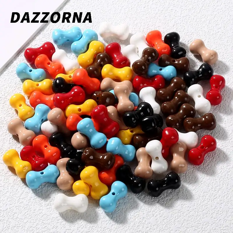 10Pcs Acrylic Spacer Loose Beads 10x18mm Colorful Bones Shape Beads For Handmade Jewelry Accessorie DIY Bracelet Necklace Making