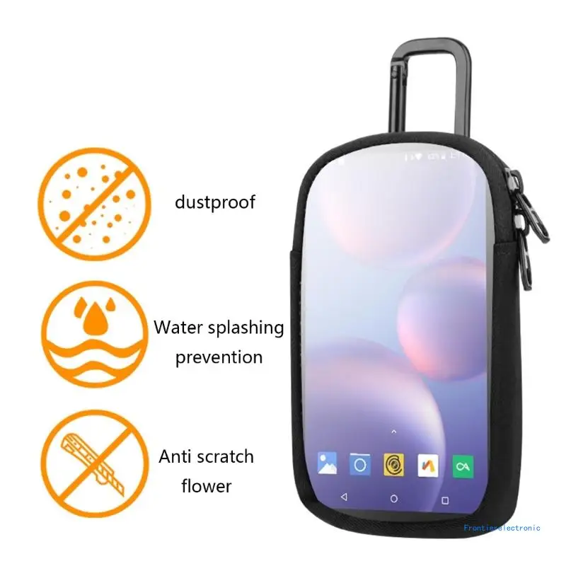 MP3/MP4 Portable Storage Bag with Carabiner and Sticker Tape Convenient Clear Window for Direct Operation Anti bump DropShipping