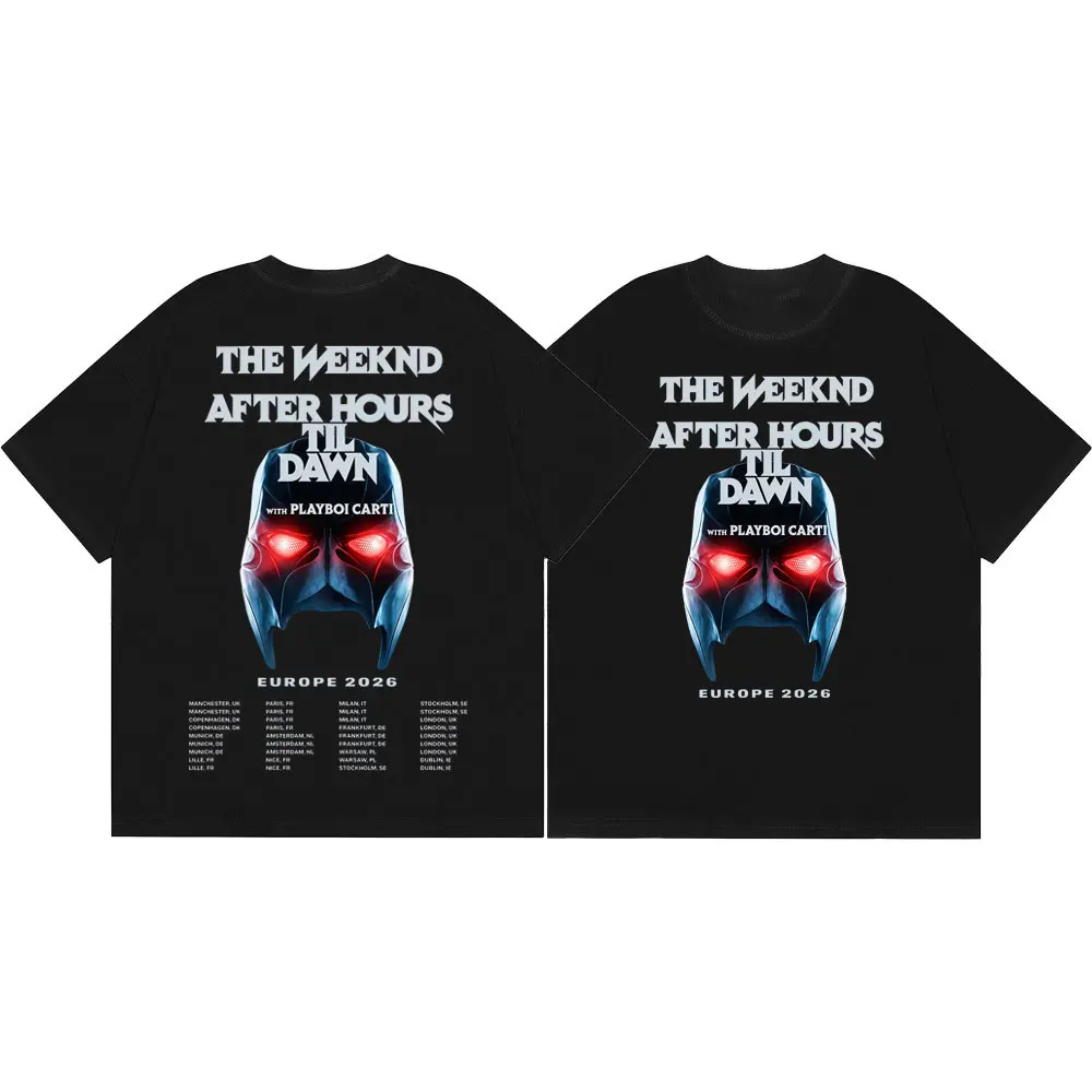 The Weeknd After Hours Til Dawn Tour 2026 Graphic T Shirts Men Women Gothic Vintage T-shirt Fashion Hip Hop Short Sleeve T Shirt