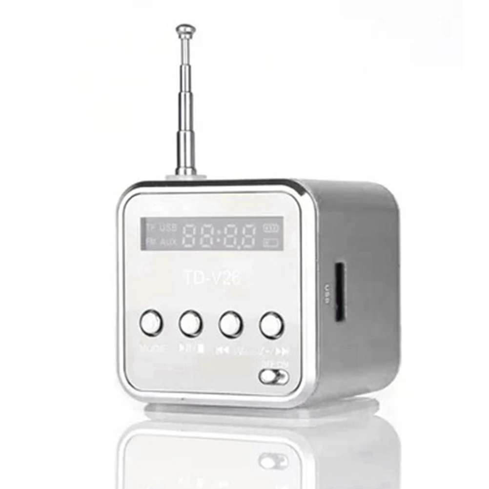 Portable TD V26 Digital Radio Speaker Mini FM Radio Receiver with LCD Stereo Speaker Support Micro Memory Card