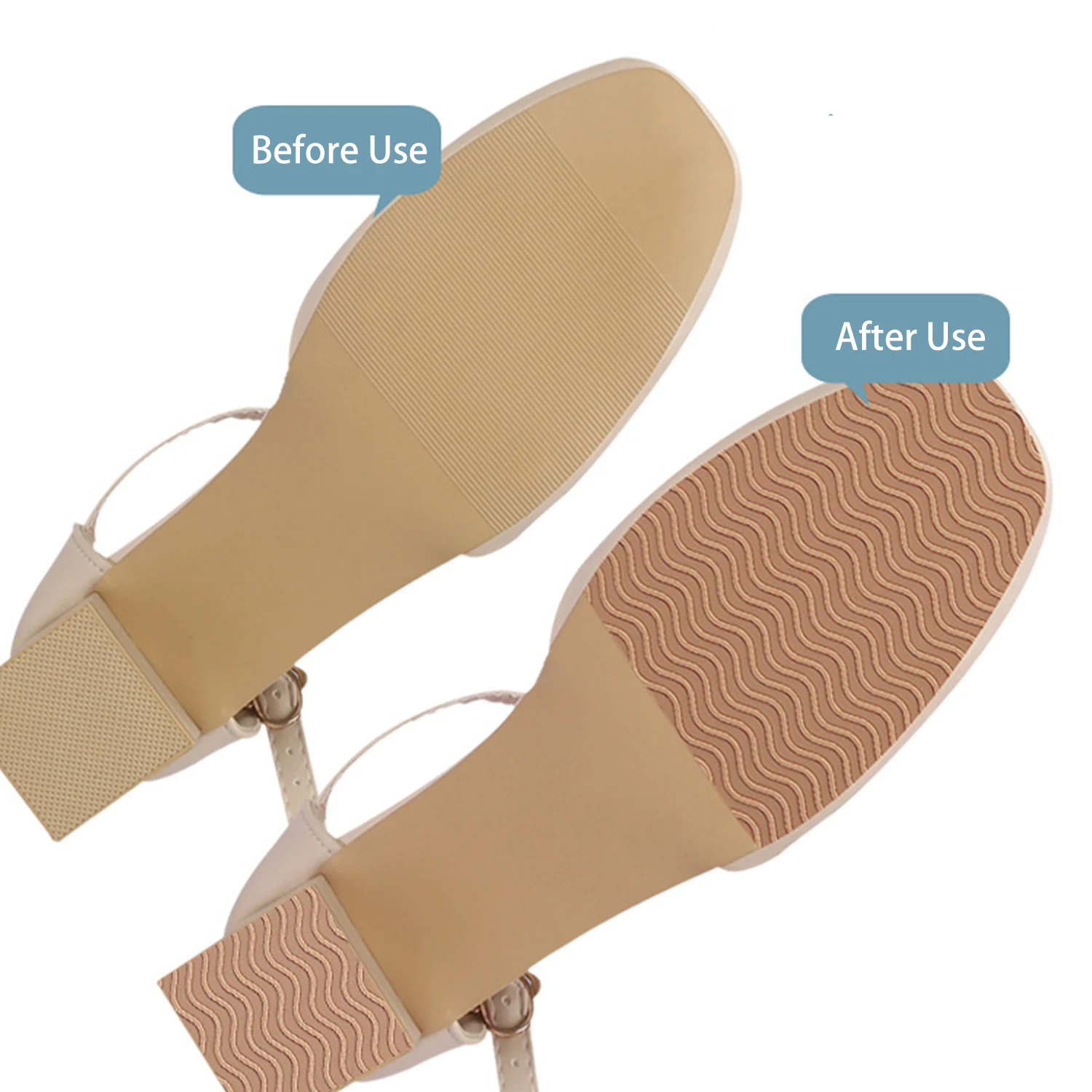 1pair Non-Slip Wear-Resistant Shoes Mat Stickers Self-Adhesive Sole Protector High Heels Forefoot Sticker Silicone Rubber Soles