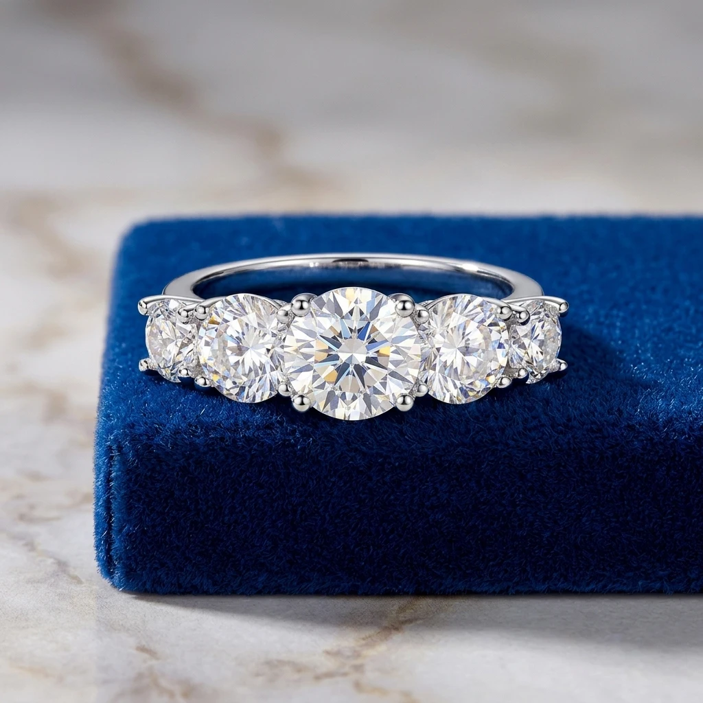 Stackable Moissanite Ring, Women's Round D Color VVS1, Moissanite Band, 925 Sterling Silver, Wedding Gift, Pass Diamond Tester,Luxury Sparkling Anniversary Fine Jewelry Gifts for Wife Women Couples Girls Friends, Ship From US