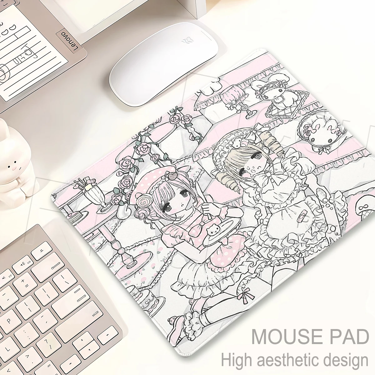 Small Cartoon Pretty Angel Girls Mouse Pad Gaming Cabinets Desk Mat Kawaii XS PC Professional Keyboard Rug Pink Overlock Carpets