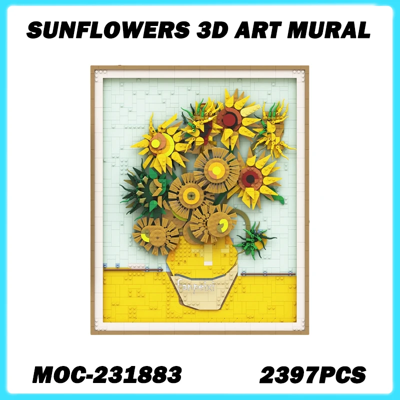 

2397PCS MOC-231883 Sunflowers 3D Art Mural Decoration Building Blocks Brick Sets Creative Toy Christmas Gifts Wall Decoration
