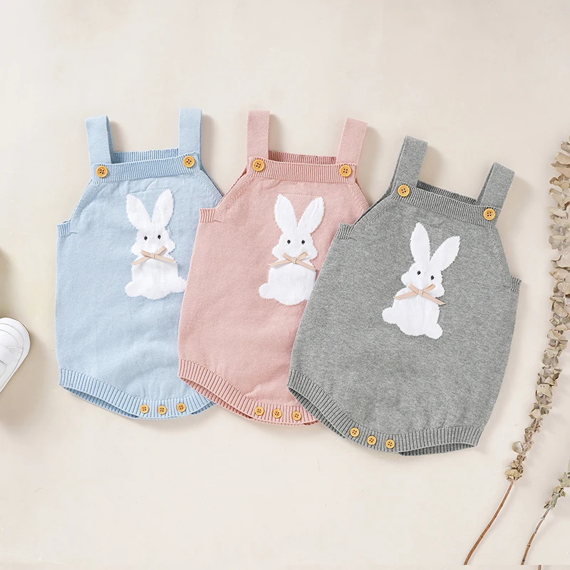 Baby Bodysuit Knit Cotton Infant Girl Boy Jumpsuit Sleeveless Newborn Clothes 0-18M Overall Top Cute Cartoon Rabbit Romper Sling