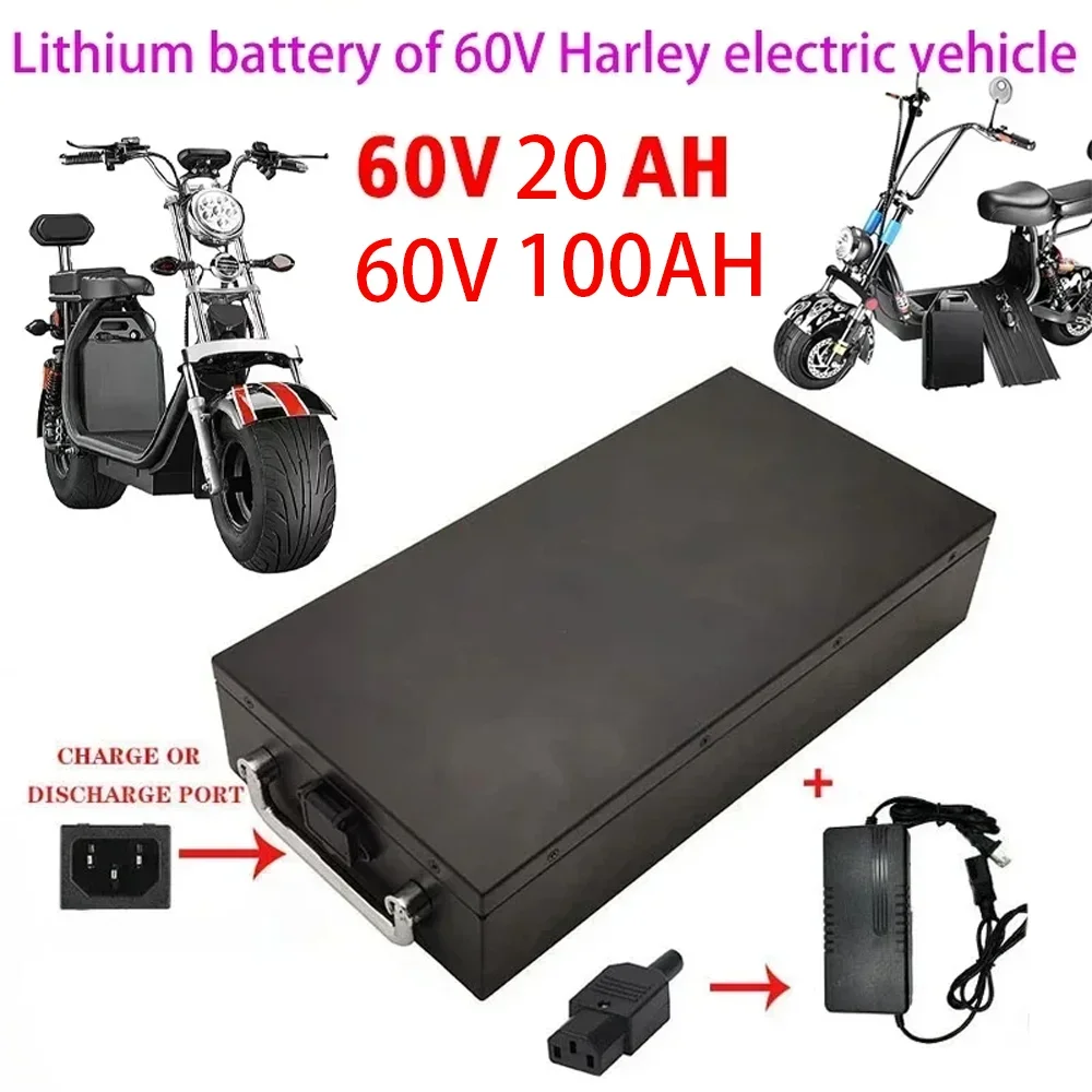 60V 20Ah-100AH2000W Electric vehicle lithium battery for Harley two wheel foldable Citycoco electric scooter Free charger