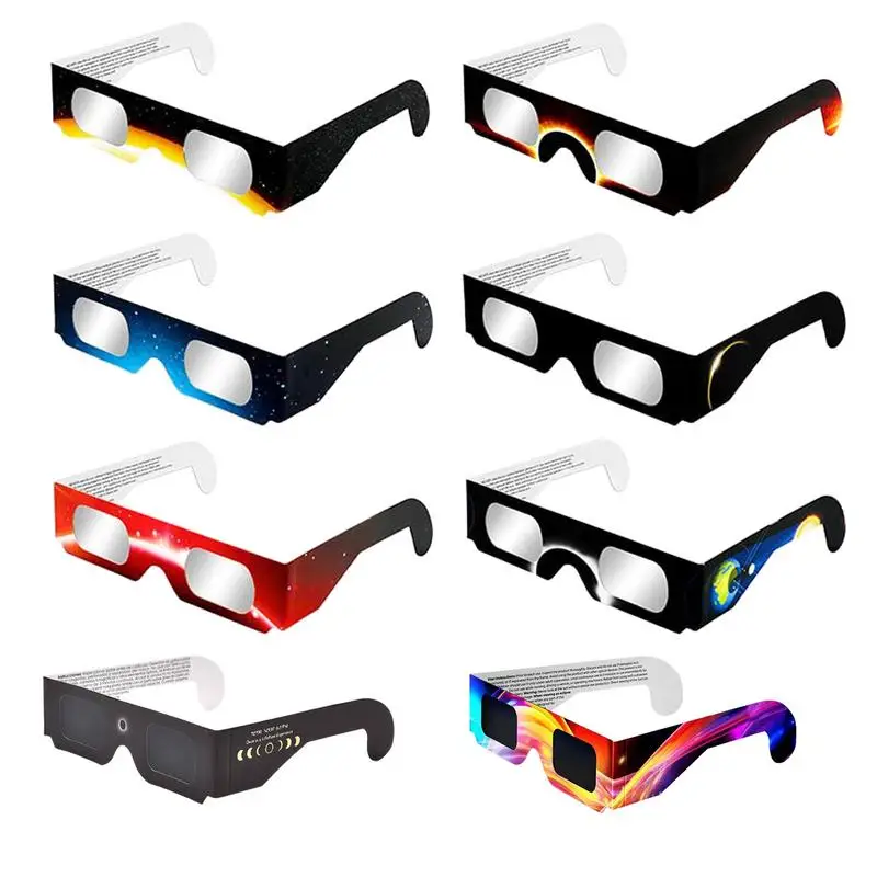 6Pcs Paper Solar Eclipse Glasses Protective Solar Eclipse Eyewear Block Harmful UV Light Safety Sun Viewing Glasses