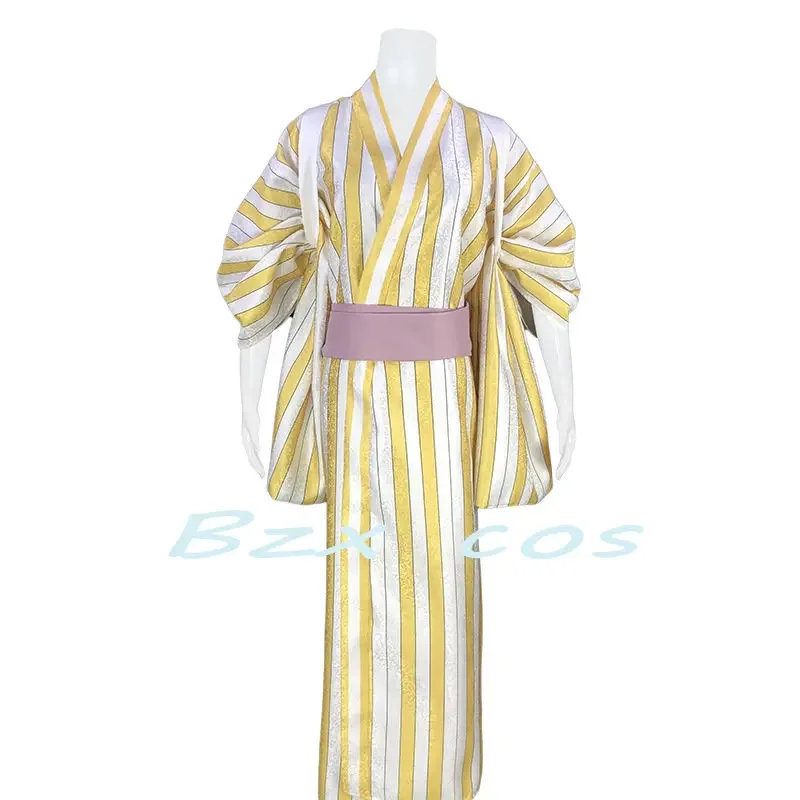 Sanji Kimono Cosplay Anime Wano Country Vinsmoke Cosplay Costume Men Yellow Stripe Kimono for Halloween Party