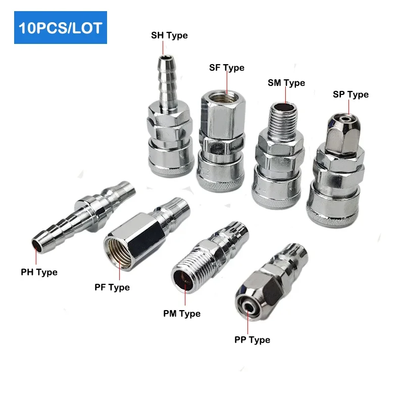 

10PCS SH PH SP PP SM PM SF Pneumatic Rapidities for Hose Quick Connector Coupling Compressor Accessories Release Air Fitting