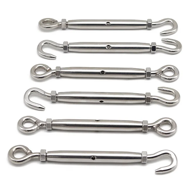 1pcs Oc/oo/cc Type M5~m20 304 Stainless Steel Hooks & Eye Close Type Adjust Chain Rigging Turnbuckle Wire Rope Tension Device