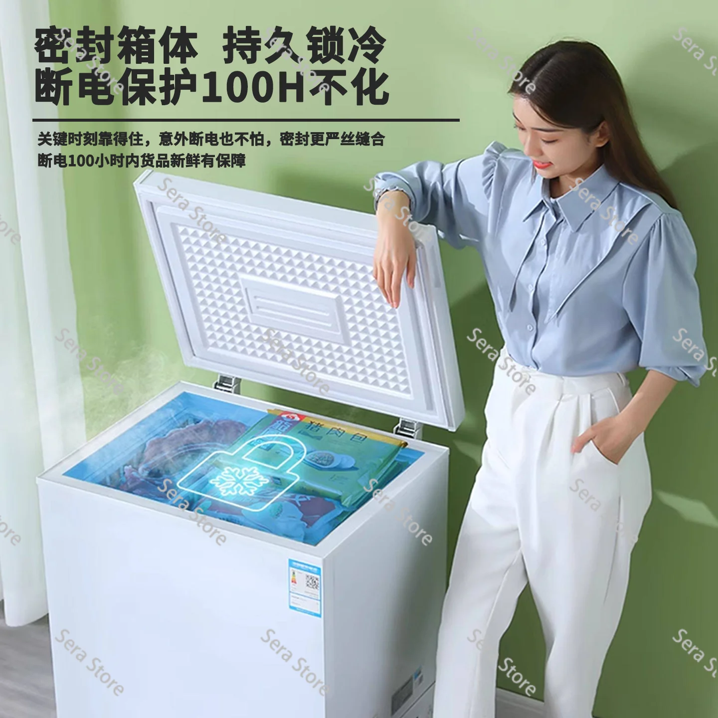 Compact Horizontal Freezer - Large Capacity Deep Freeze Cooler, Suitable for Home, Apartment & Small Business