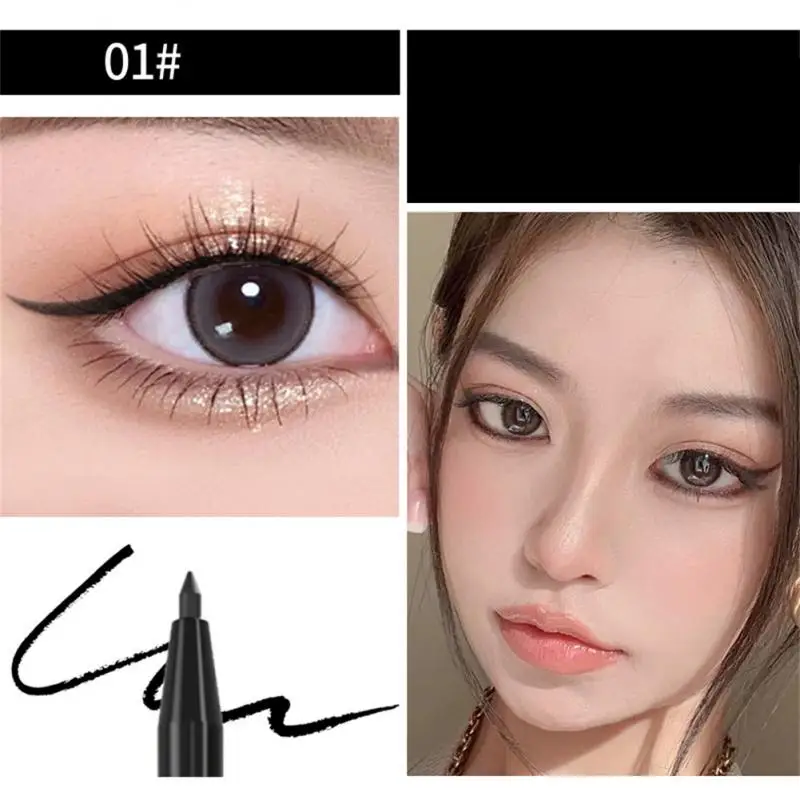 Eyeliner Pen Lasts Round Refill Design Cream Coagulation Texture Super Bright Eyeliner Gel Pen Waterproof Liquid Eyeliner