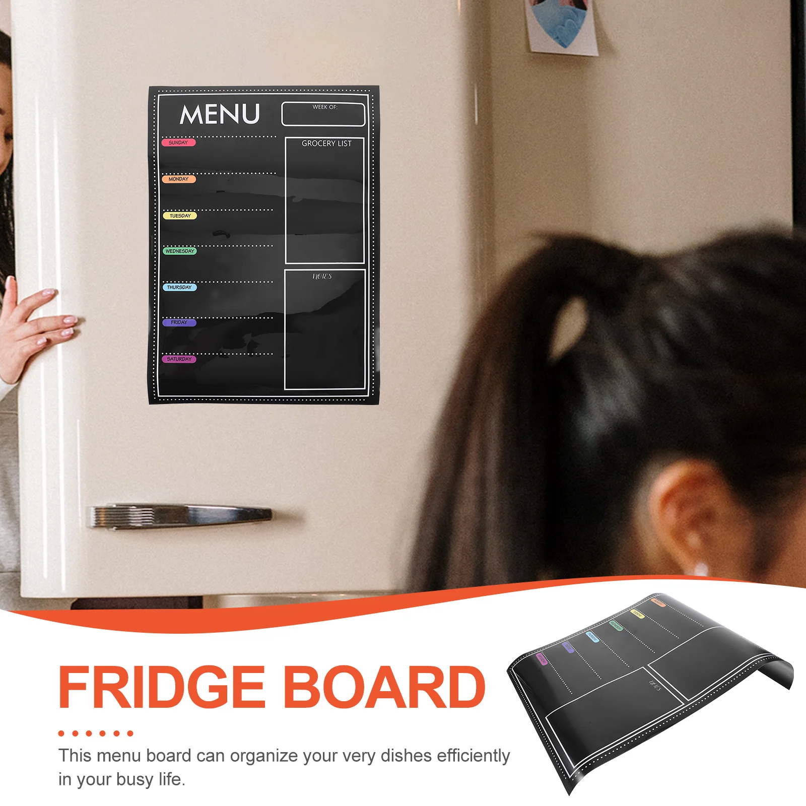 

Magnetic Notepad Weekly Menu Board Dry Erase Fridge Planner Stickers Back Wall Kitchen Refrigerator Door Iron Cabinet Food Items