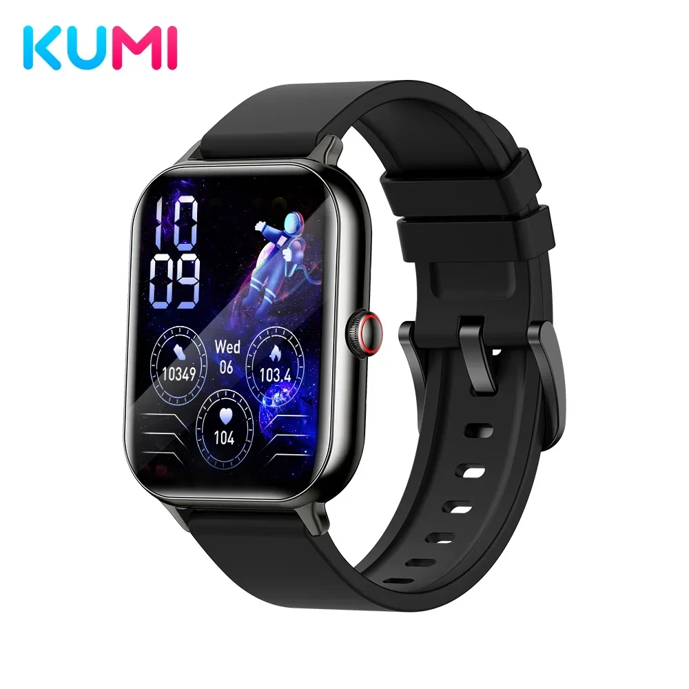 KUMI KU6 1.91-Inch Sports Smartwatch with Bluetooth Calling, 110+ Sports Modes, Heart Rate Tracking, and IP68 Waterproof