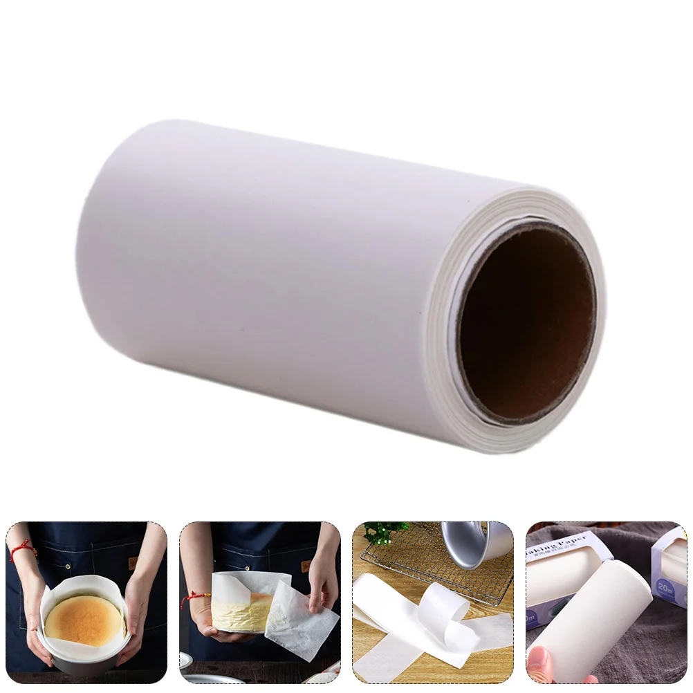 

2 Rolls Cake Pan Wrapping Baking Paper Round Non-stick Liner Cookware Parchment White