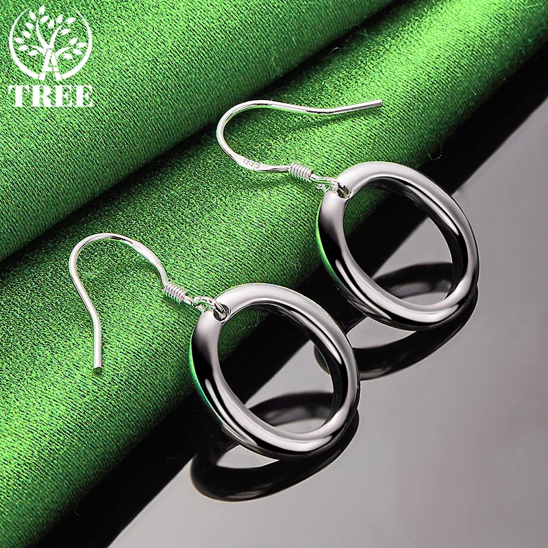 New 925 Sterling Silver Simple Smooth Circle Drop Earrings Women Party Wedding Holiday Gifts Charm Nice Jewelry Accessories 5