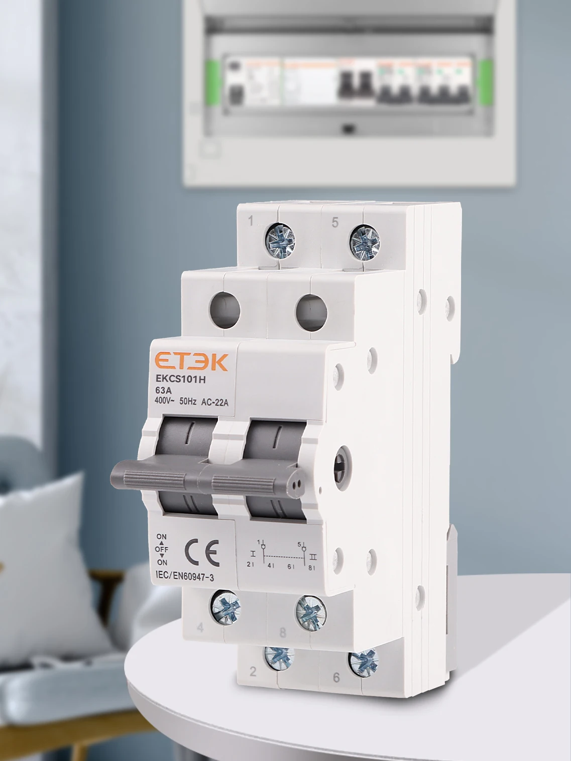 ETEK Din Rail MTS Dual Power Manual Transfer Switch Modular Changeover Switch Interlock Circuit Breaker1P 2P 4P 40A 230V EKCS101