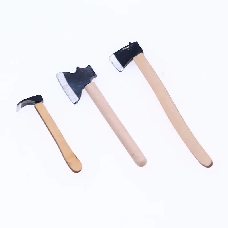 Dollhouse Wooden Ornament Model Accessories Mini Miniature BJD Gardening Axe Tools Three-piece Set