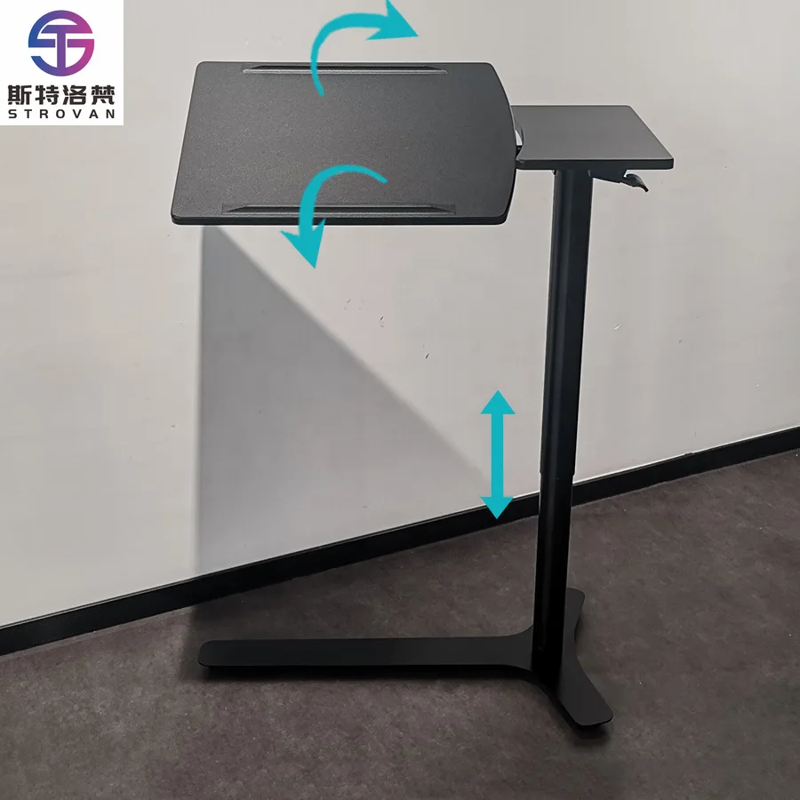 

Modern Hospital Furniture Overbed Patient Table with Adjustable Height Hidden Wheel Aluminum Top for Bedroom Workshop Office Use