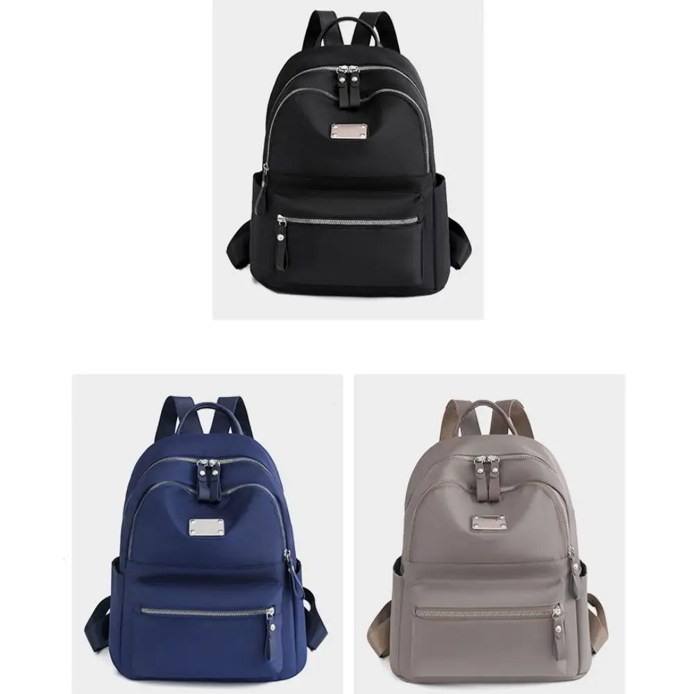

Trendy Nylon Polyester Versatile Backpack Foldable Washable Computer Bag Black Khaki Navy Blue School Student Backpack Unisex