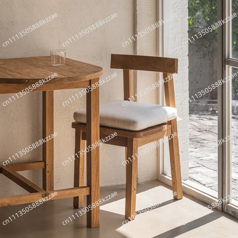 Wabi Sabi Elm Wood Dining Chairs Vintage Solid Wood Backrest Chair for Restaurant Home Seat for Cafe Dining Room Furniture