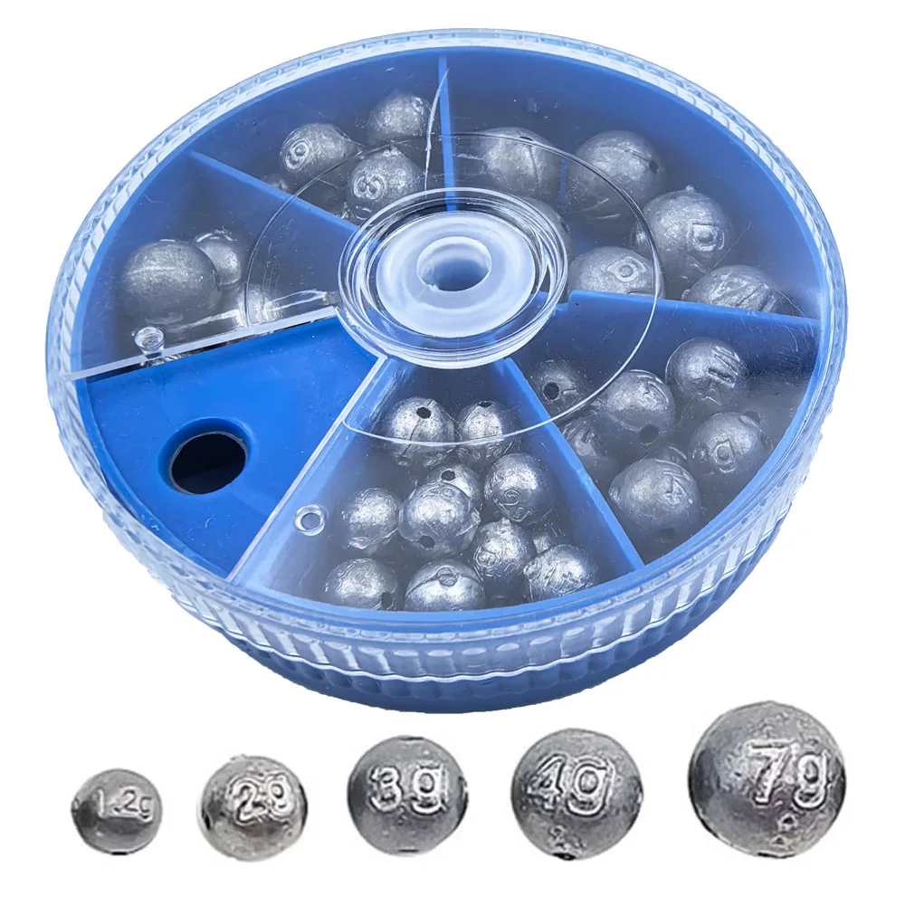 49-pecas-de-pesos-de-chumbo-para-pesca-chumbadas-redondas-tipo-bala-kit-de-acessorios-para-caixa-de-pesca-pesos-de-12g-a-7g