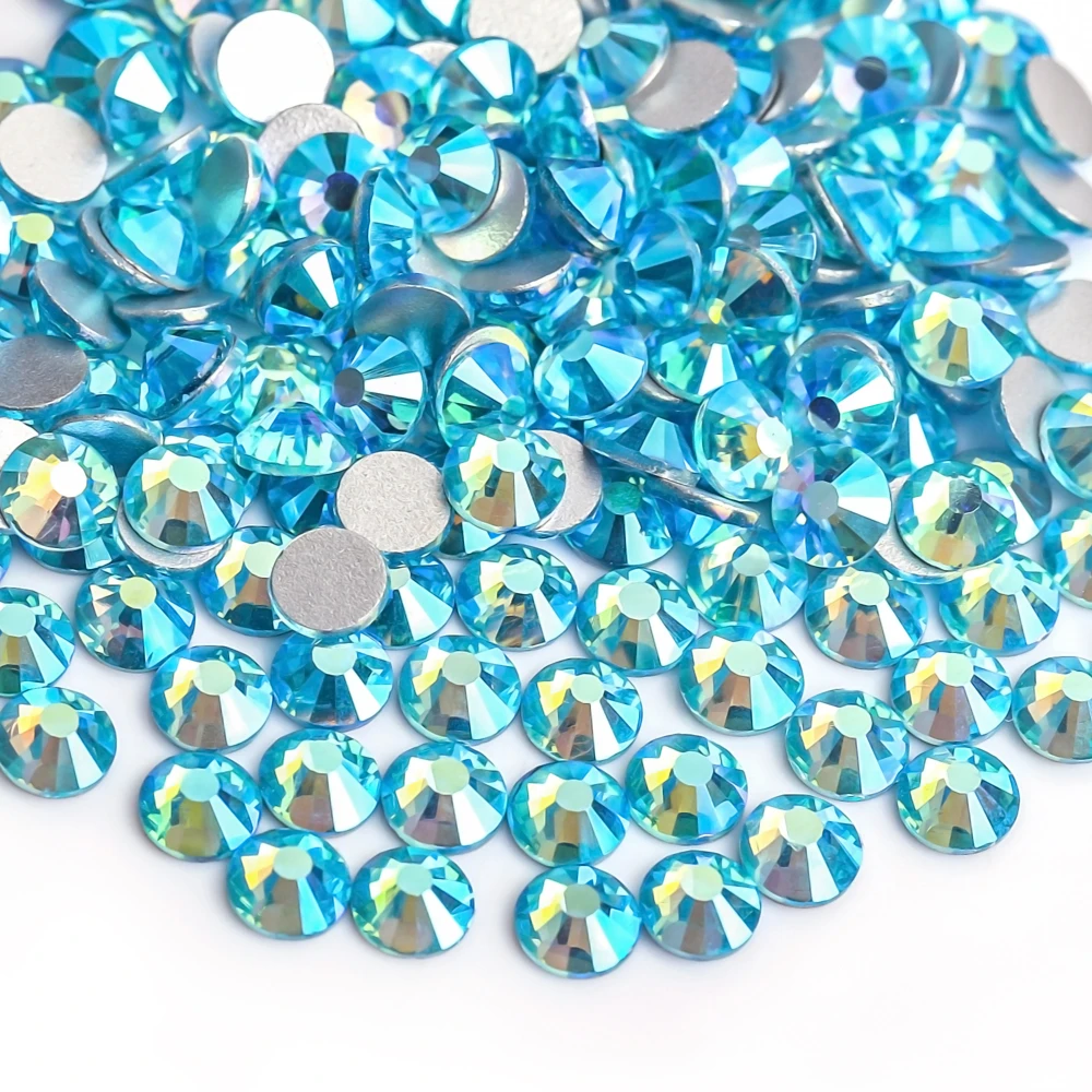 All Sizes 3D Nail Charms Aquamarine AB Flatback Non Hotfix Rhinestone Loose Stone DIY Nails Decoration Y3116